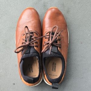 Johnston & Murphy Men's Tan Leather Shoes Memory Foam Golf Sneakers